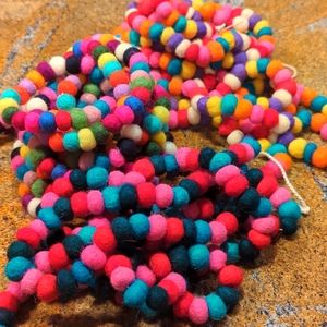 Five mini felt wool multicolor garlands